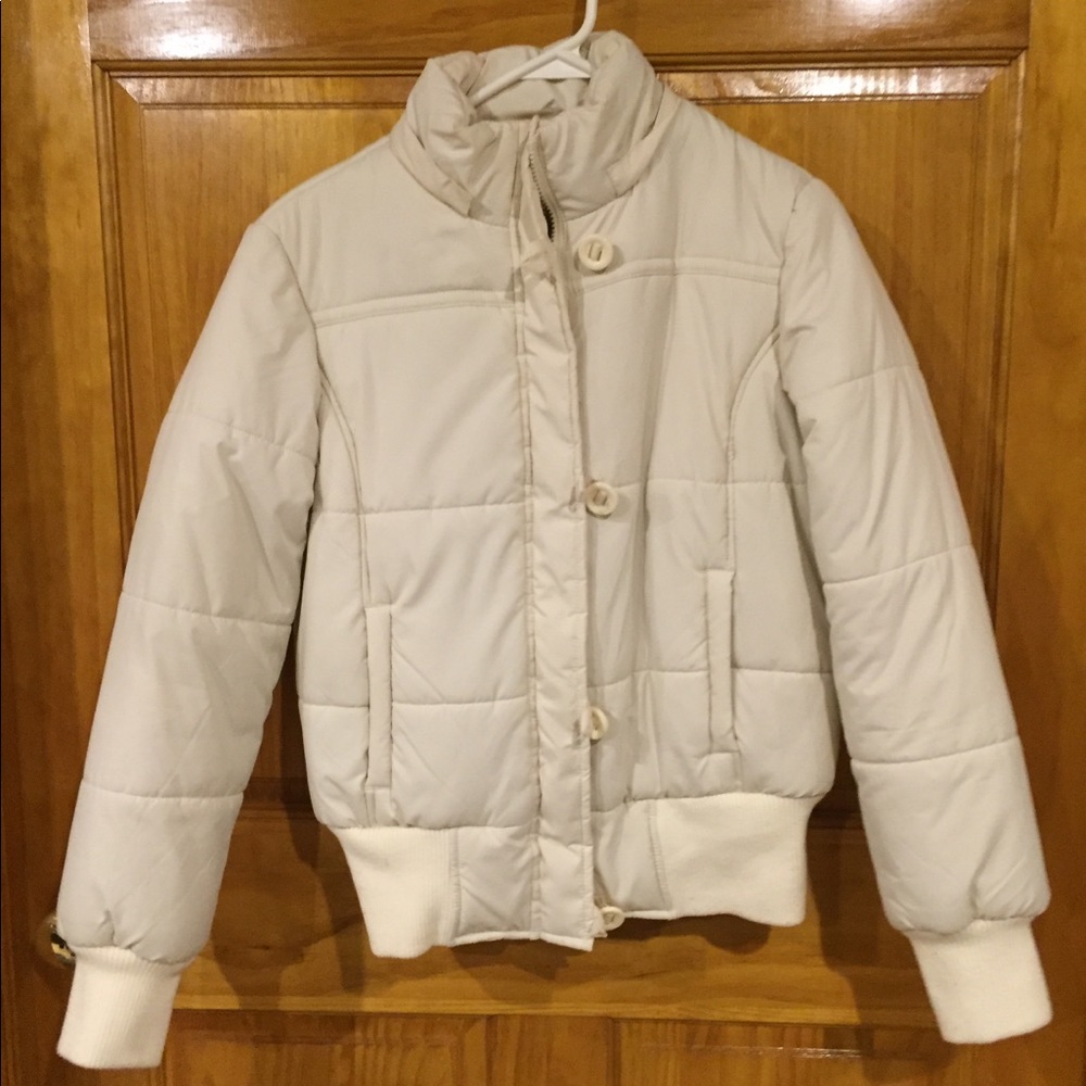 No Boundaries cream puffer coat